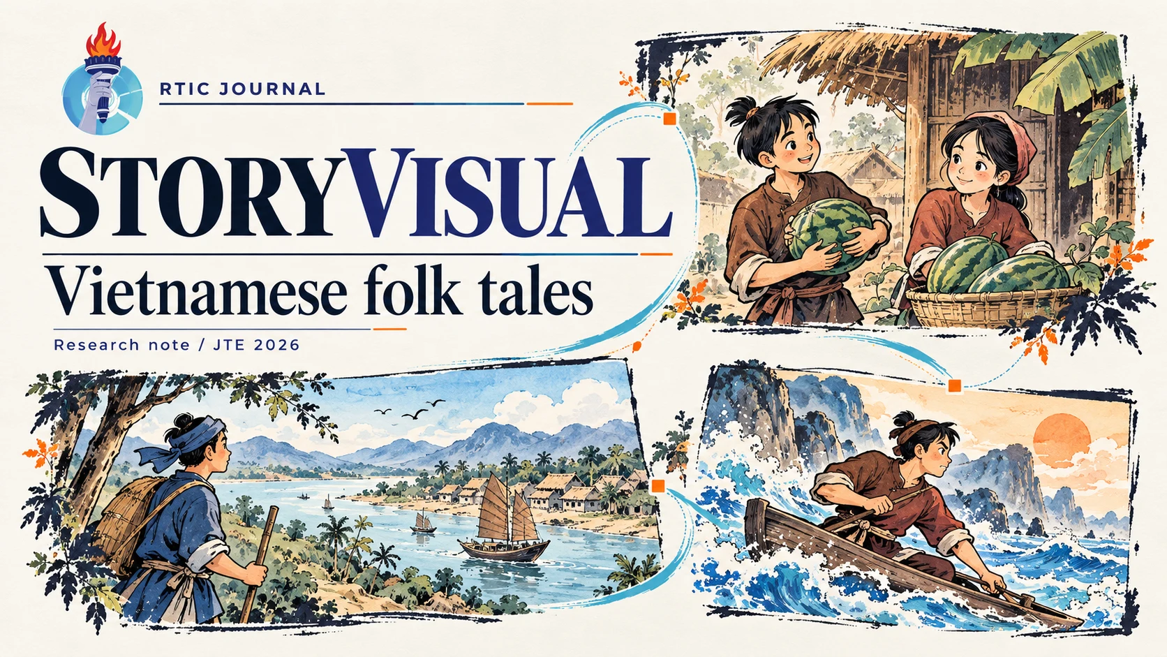 Original StoryVisual editorial cover with Vietnamese folktale-inspired panels and the RTIC torch logo.